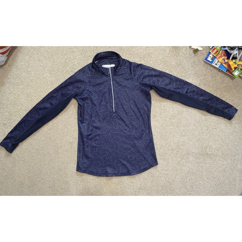 Pebble Beach Dry-Luxe Performance Women's XS Quarter Zip Navy Patterned Pullover